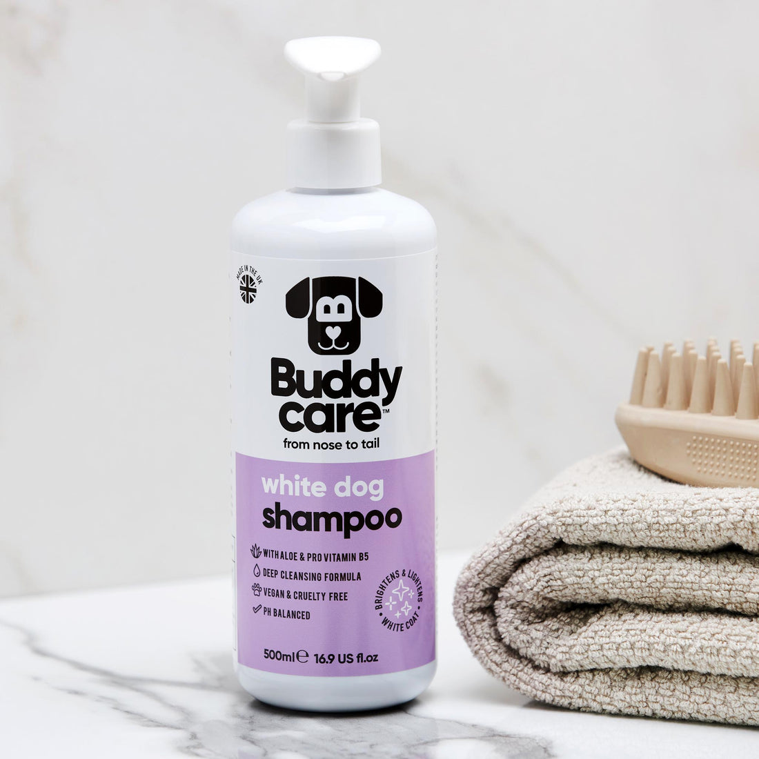 Buddy Care Dog Shampoo - White Dog - 500ml / 16.9 fl oz