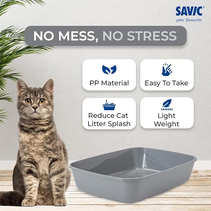 Savic Iriz Cat Litter Tray Grey Large 42cm