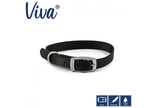 Ancol Viva Black Nylon Dog Collar 20cm - 26cm Size 1 XX Small