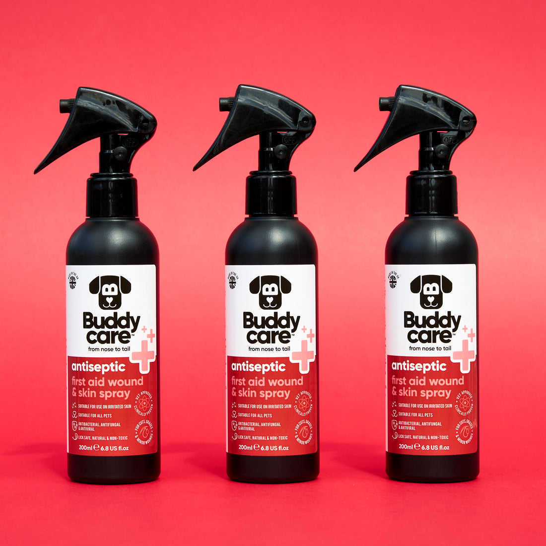 Buddy Care Pet Antiseptic First Aid Wound & Skin Spray - 200ml / 6.76 fl oz
