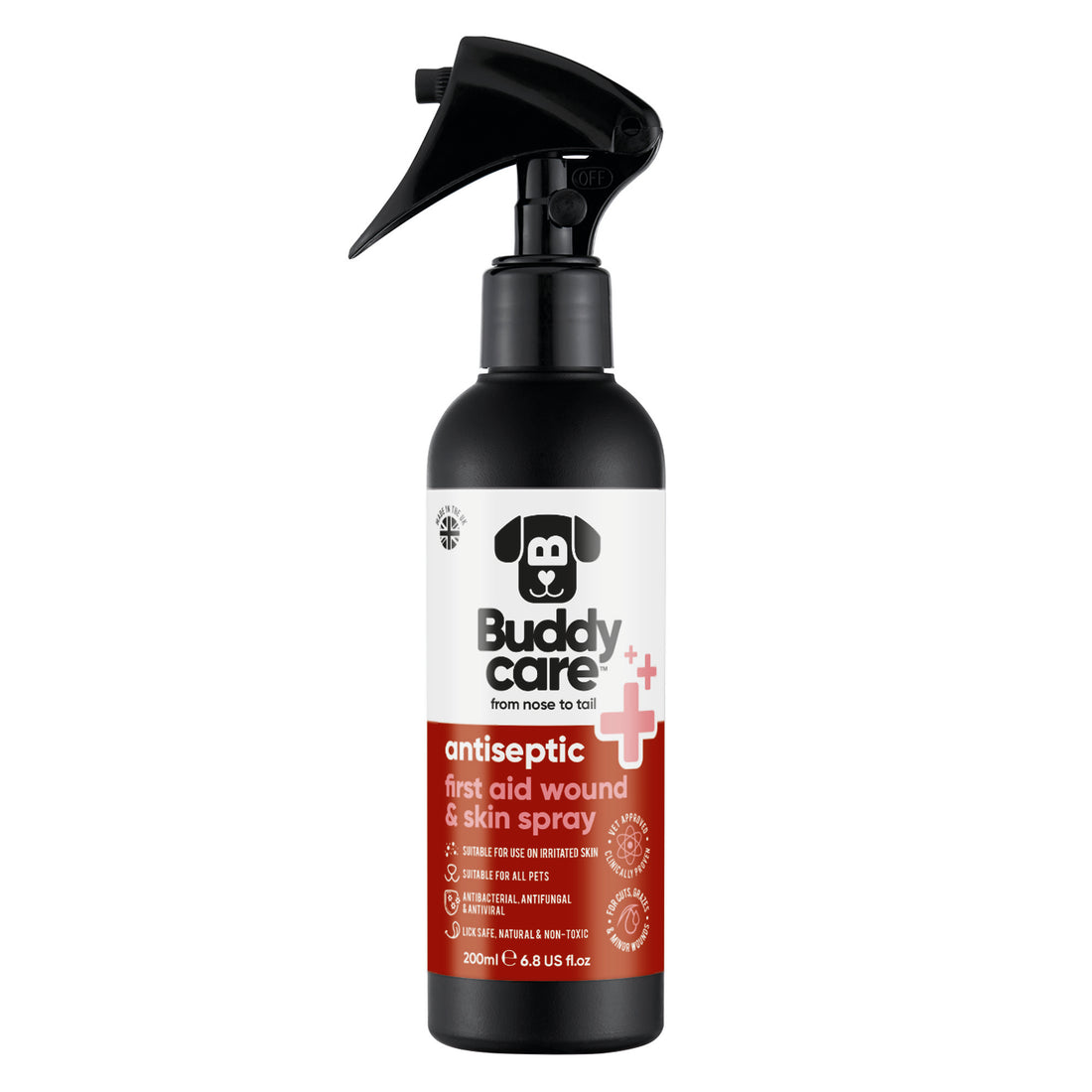 Buddy Care Pet Antiseptic First Aid Wound & Skin Spray - 200ml / 6.76 fl oz