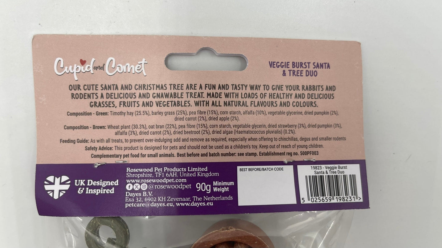 Veggie Burst Santa & Tree Duo Gnaw Treats For Small Animals