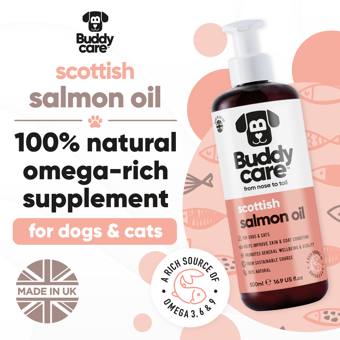 Buddy Care Salmon Oil - 5L / 1.32 Gal