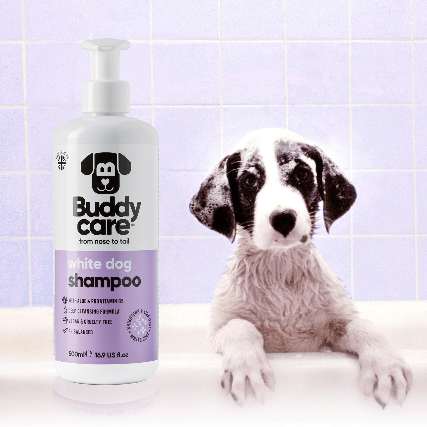 Buddy Care Dog Shampoo - White Dog - 500ml / 16.9 fl oz