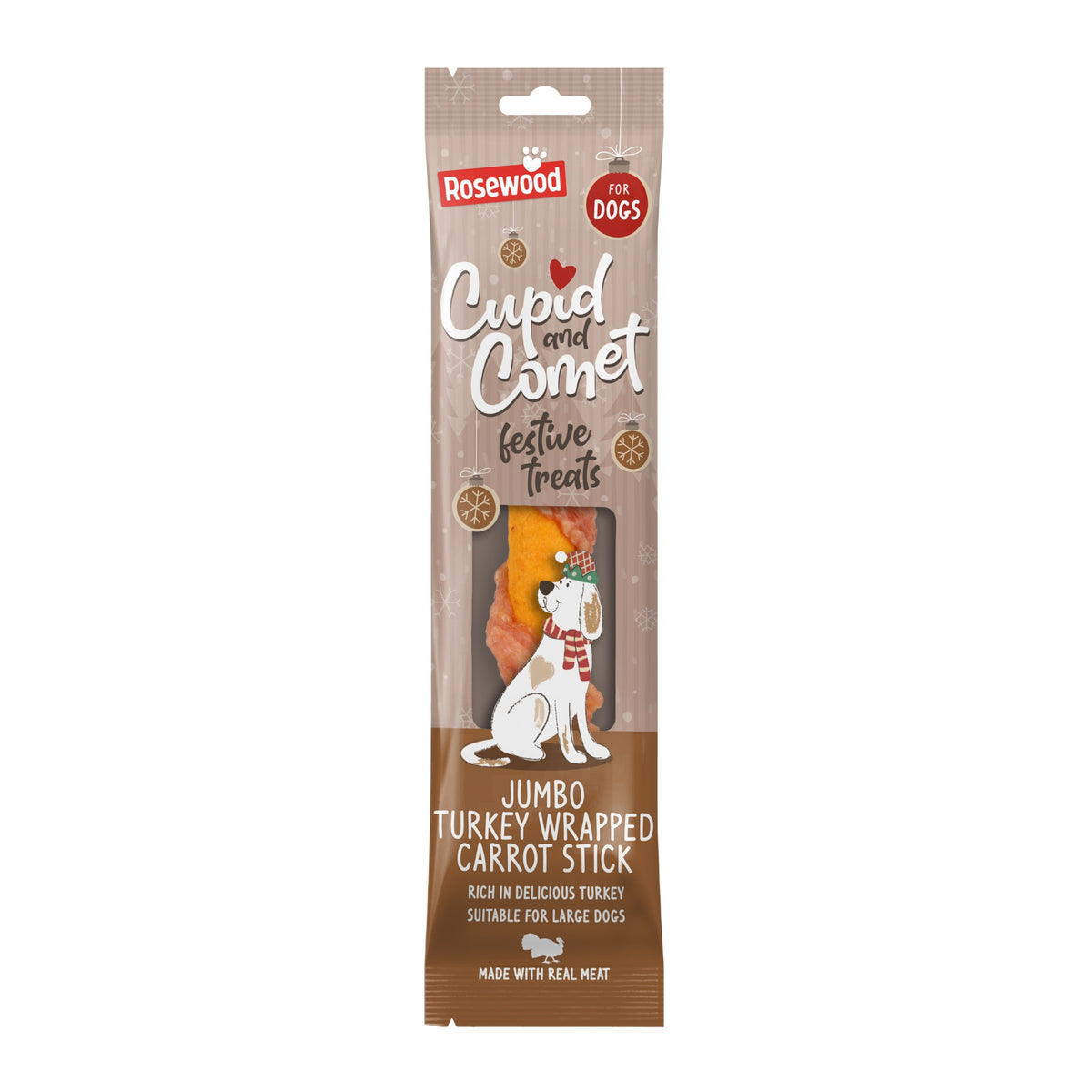 Rosewood Jumbo Turkey Wrapped Carrot Stick Dog Treat 70g
