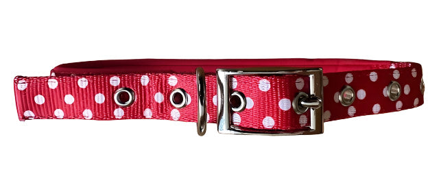 Polka Dot Nylon Collar Red Medium