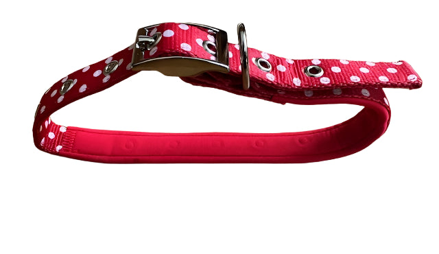 Polka Dot Nylon Collar Red Medium