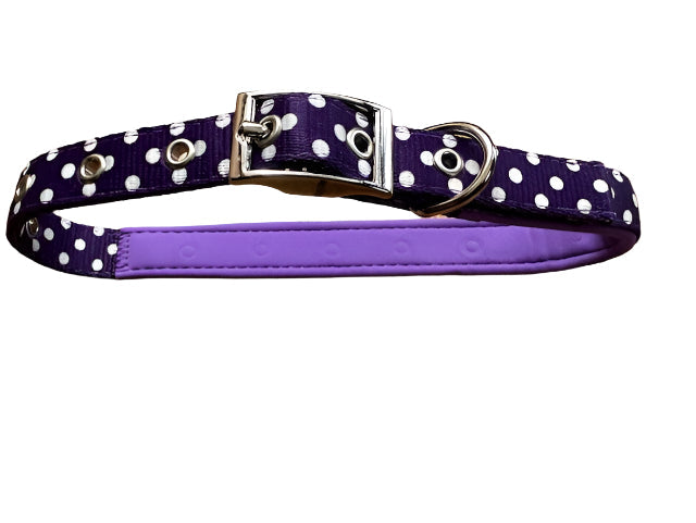 Polka Dot Nylon Collar Purple Medium