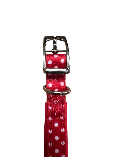Polka Dot Nylon Collar Red Small