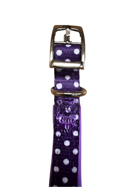 Polka Dot Nylon Collar Purple Small