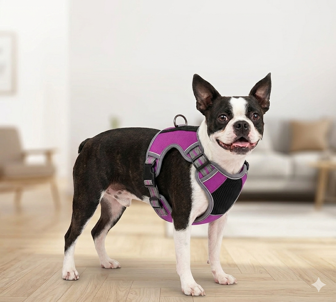 Small dog harness with secure padded design
