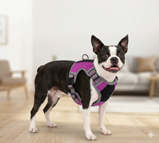 Small dog harness with secure padded design