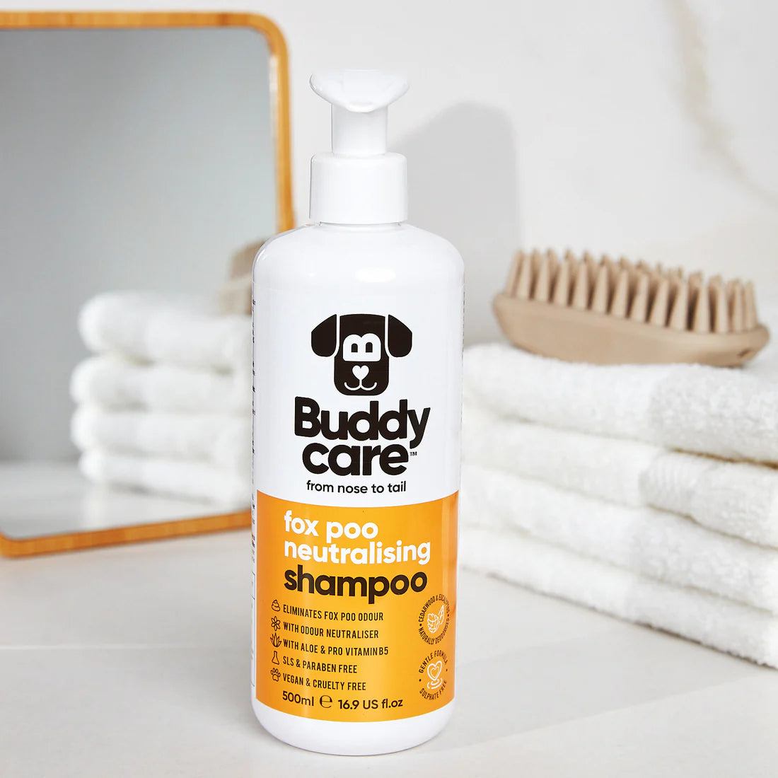 Buddy Care Dog Shampoo - Fox Poo Neutralising Dog Shampoo - 500ml / 16.9 fl oz