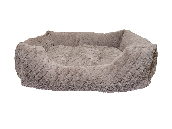 24" Grey & Pink Plush Squ Bed