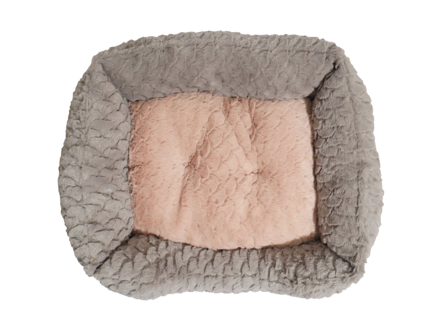 Grey & Pink Plush Square Bed 46x36cm