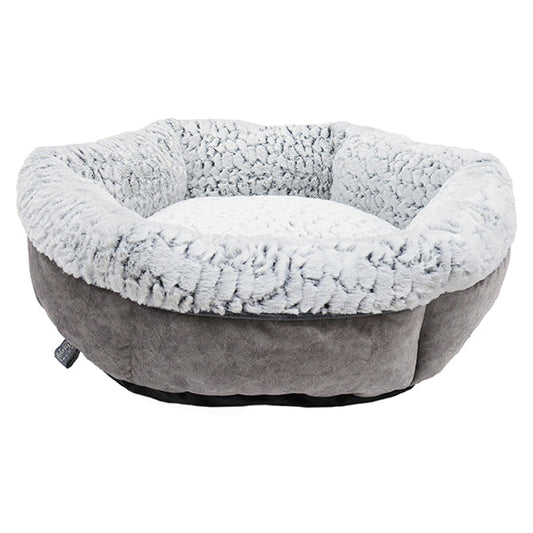 Luxury Fleece Lined Round Plush Sofa Dog Bed 19" x 19"