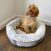 Luxury Fleece Lined Round Plush Sofa Dog Bed 19" x 19"