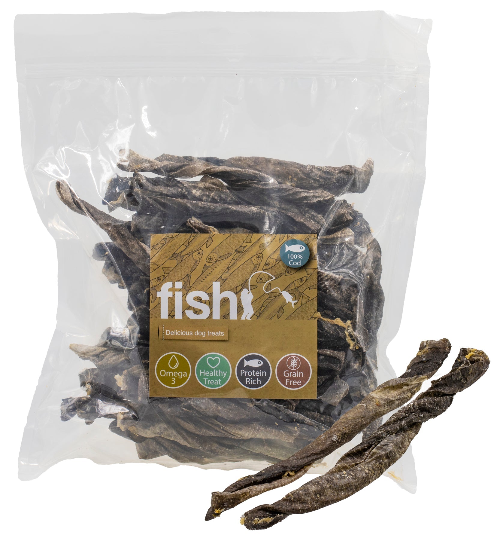 100% Cod Fish Skin Twists Dog Treats