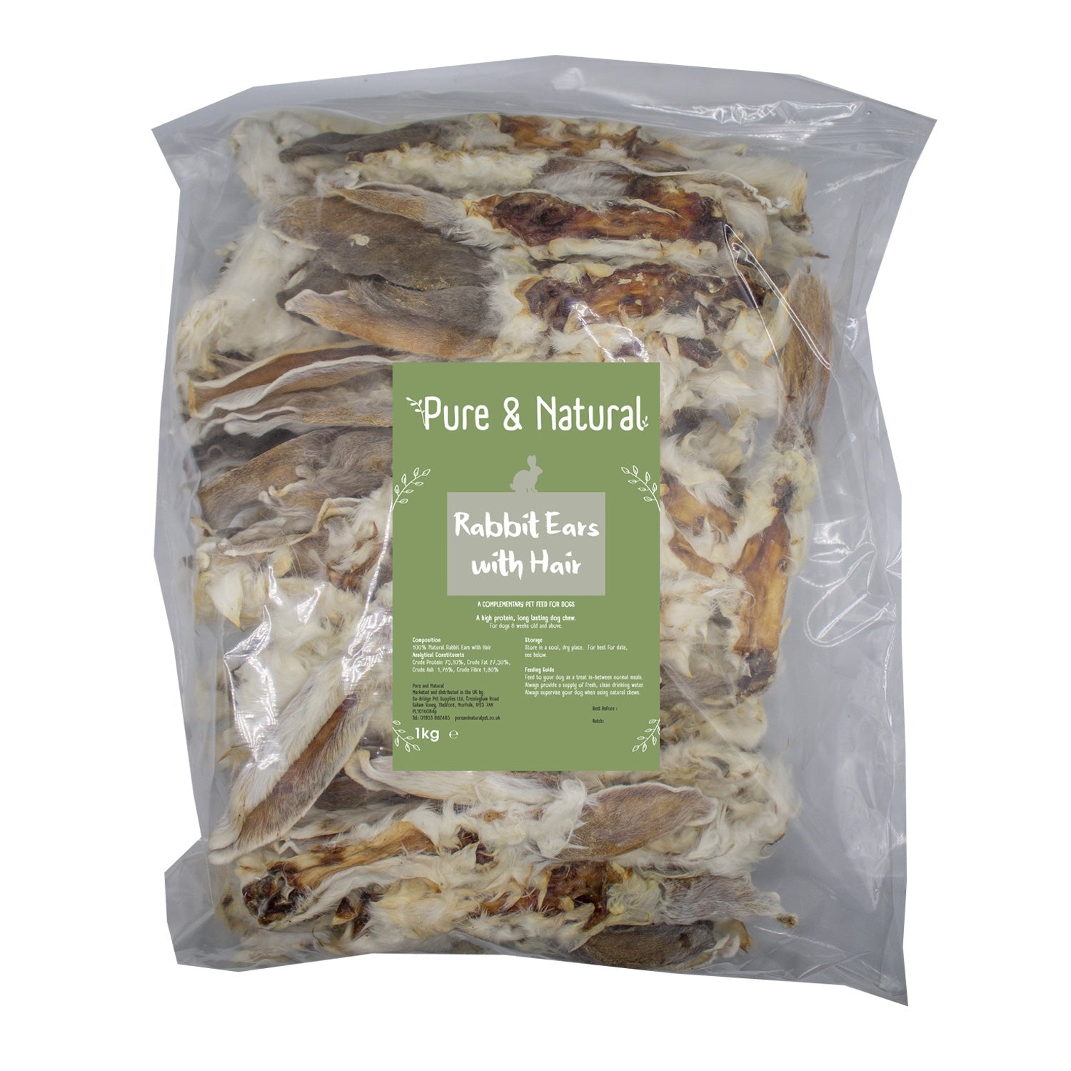 Pure & Natural Rabbit Ears With Hair 1kg – ePaws Pet Supplies