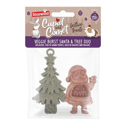 Veggie Burst Santa & Tree Duo Gnaw Treats For Small Animals