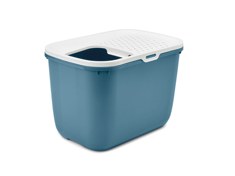 Hop Top Entry Cat Litter Tray Bluestone