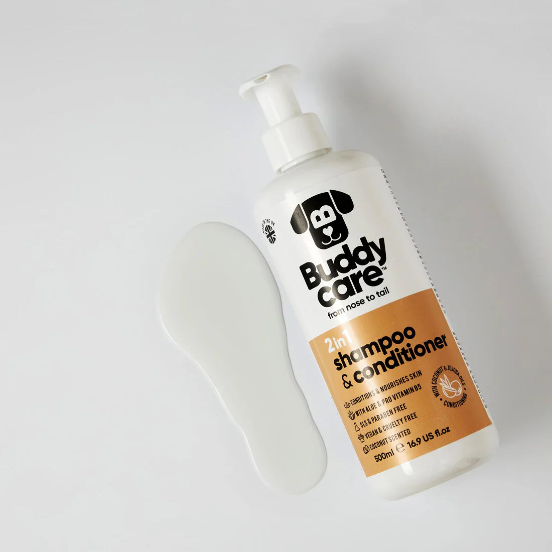 Buddy Care 2in1 Shampoo & Conditioner - Coconut - 500ml / 16.9 fl oz