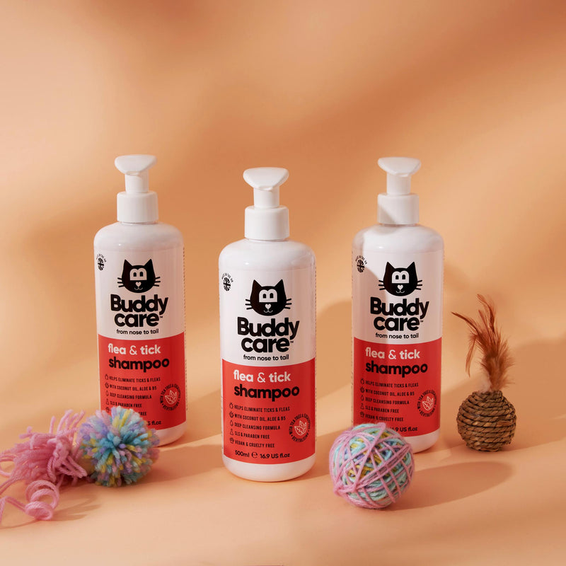 Buddycare Cat Shampoo - Flea & Tick - 500ml / 16.9 fl oz