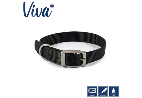 Ancol Viva Black Nylon Dog Collar 35cm - 43cm - Size 4