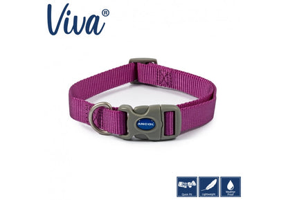 Nylon Adjustable Collar in Purple Size 5-9