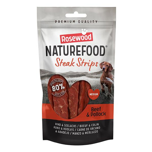 Naturefood Dog Treats - Steak Strips Beef 100g
