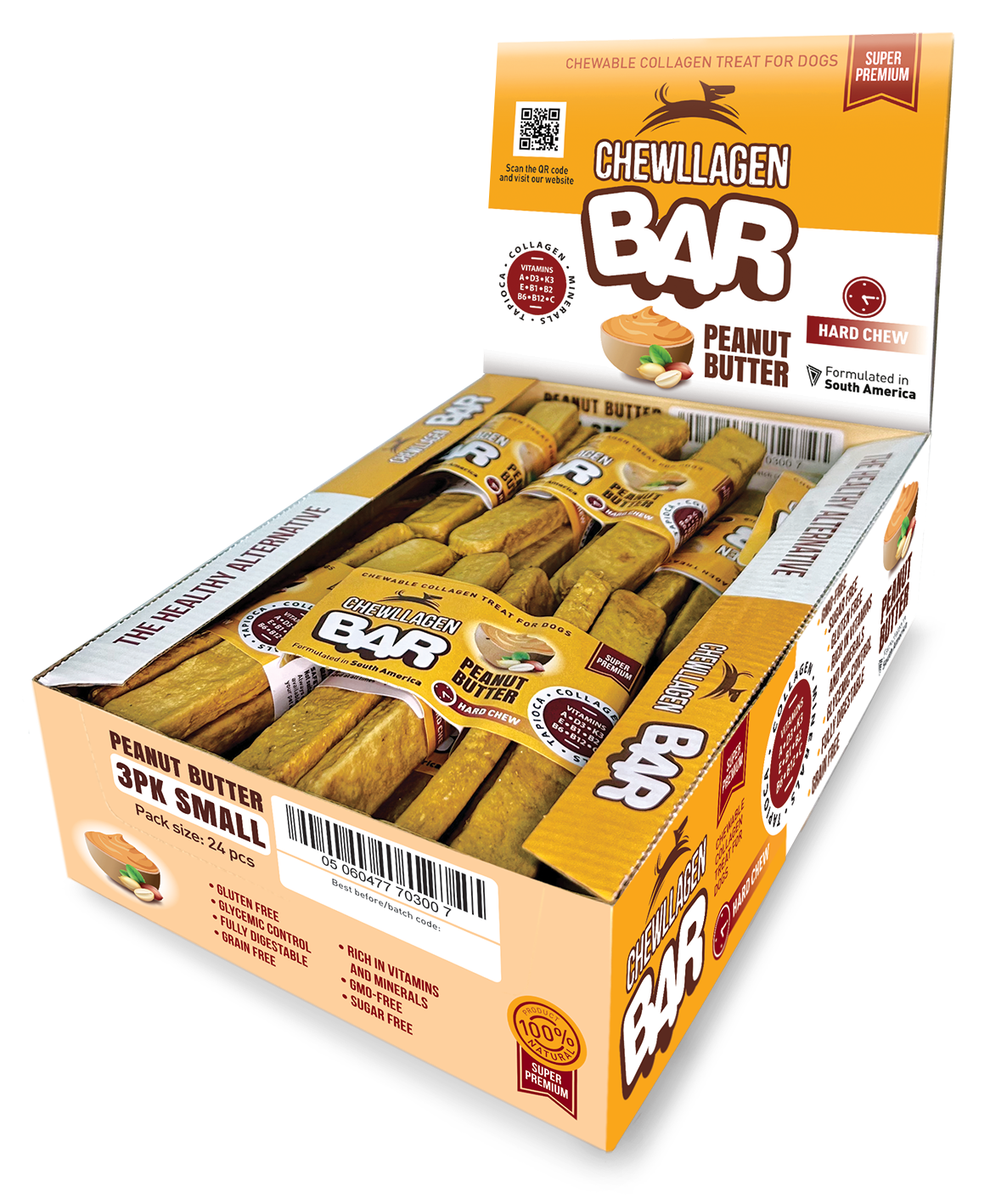 Chewllagen Large BAR 10" Peanut Butter x12 Pieces
