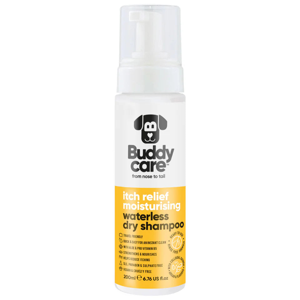Buddycare Waterless Dog Shampoo - Itch Relief Milk & Honey - 200ml / 6.76 fl oz