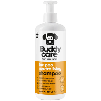 Buddy Care Dog Shampoo - Fox Poo Neutralising Dog Shampoo - 500ml / 16.9 fl oz