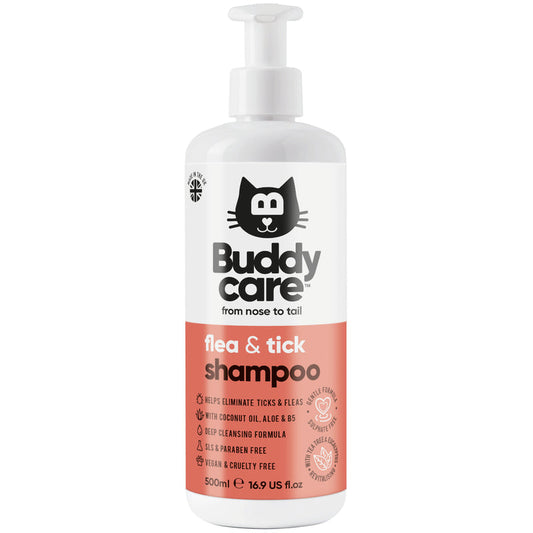 Buddycare Cat Shampoo - Flea & Tick - 500ml / 16.9 fl oz