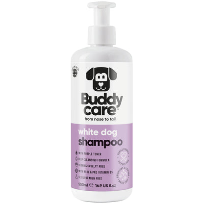 Buddy Care Dog Shampoo - White Dog - 500ml / 16.9 fl oz