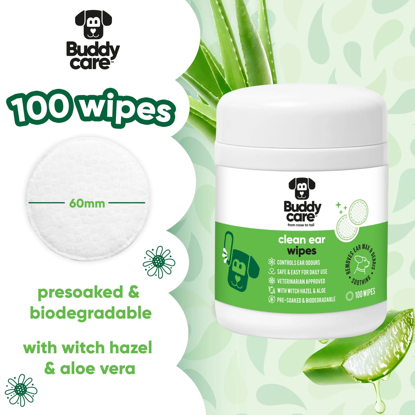 Buddycare Dog Ear Wipes (100ct)