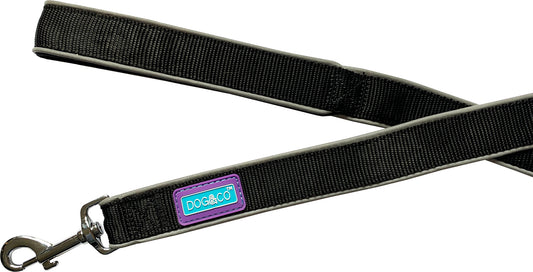 Dog & Co Padded Reflective Lead Black 1"