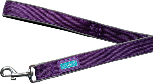 Dog & Co Padded Reflective Lead Purple 1"