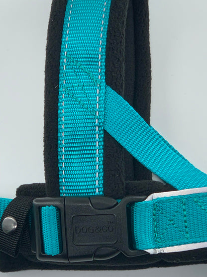 D&C Medium Reflective Padded Harness Aqua