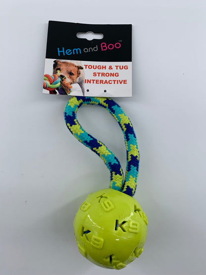 K9 TPR Ball on Rope 7.5cm - Last Chance to Buy