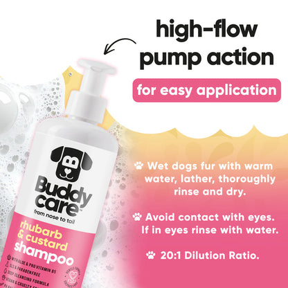 Buddycare Dog Shampoo - Rhubarb & Custard - 500ml / 16.9 fl oz