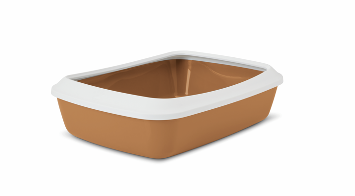 SAVIC Cat Litter Tray + Rim Wh/NdGreen 42cm