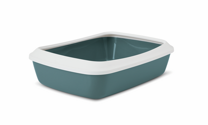 SAVIC Cat Litter Tray + Rim Wh/NdGreen 50cm