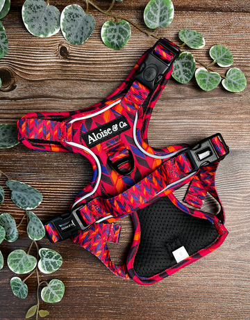 Aloise & Co Reflective Red Sunsets Dog Harness Red Sunsets -Extra Small