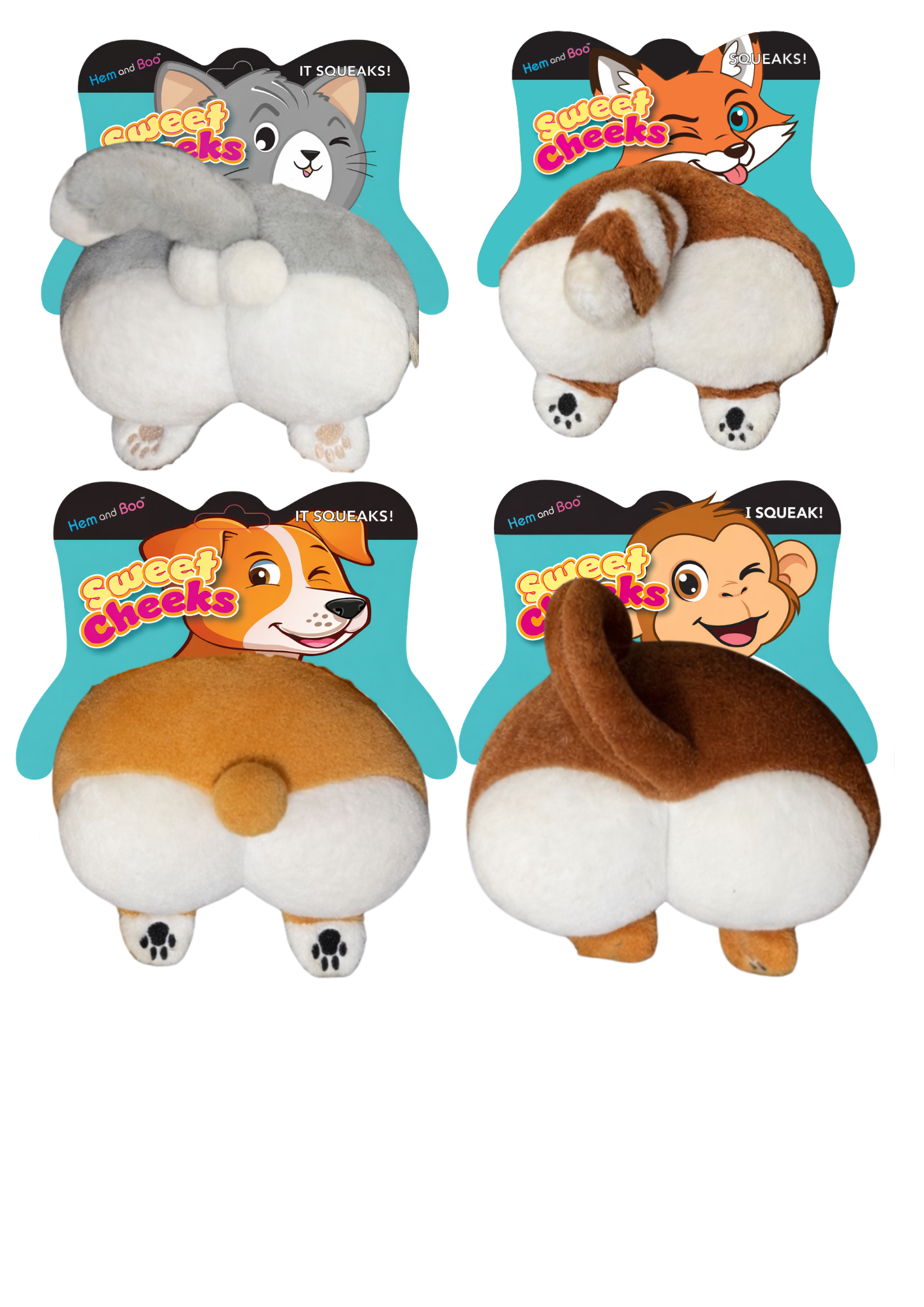 Hem and Boo Sweet Cheeks Plush Dog Toy Assortment