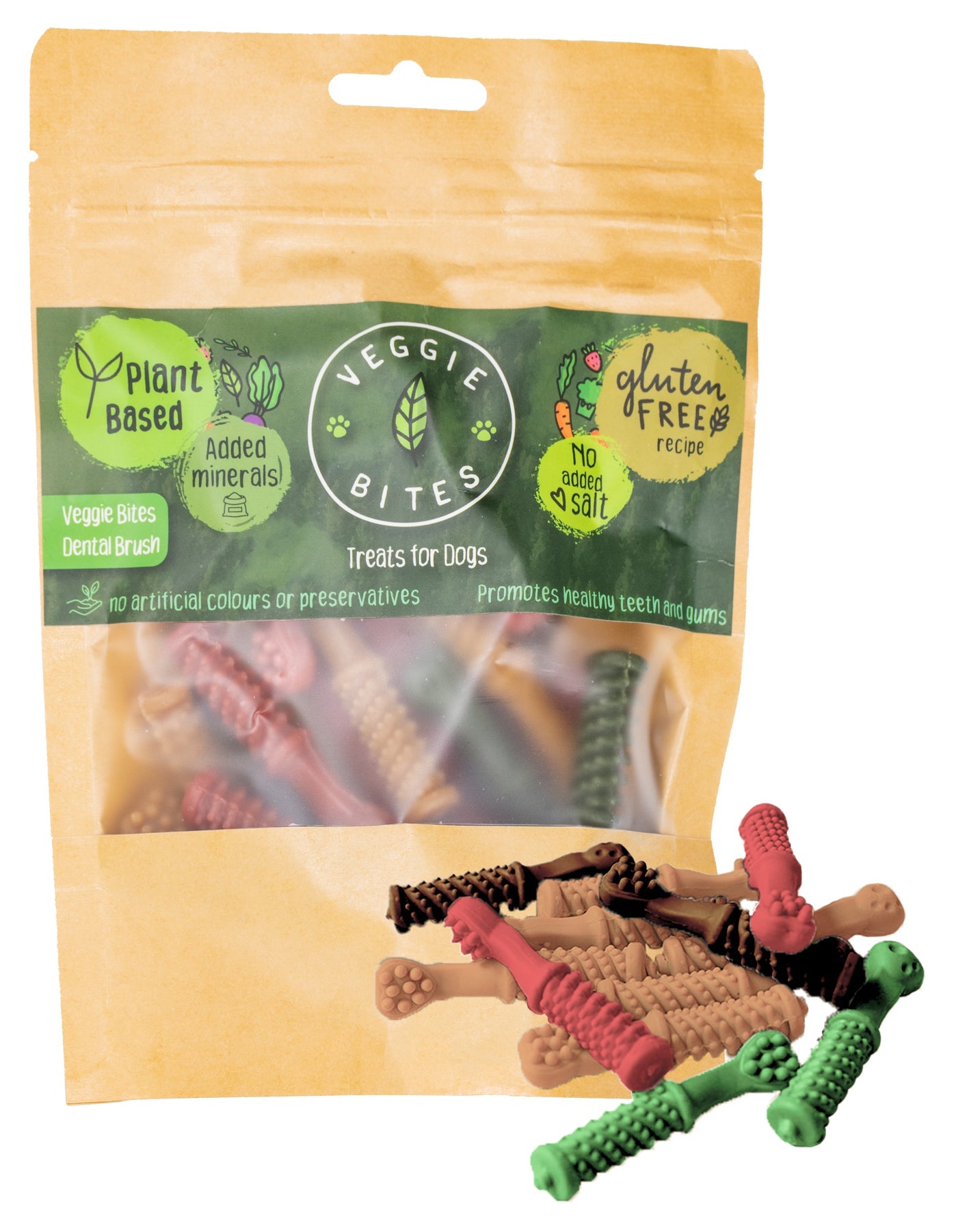 Veggie Bites Plant-Based Dental Brushes Dog Treats 100g - REDUCED TO CLEAR