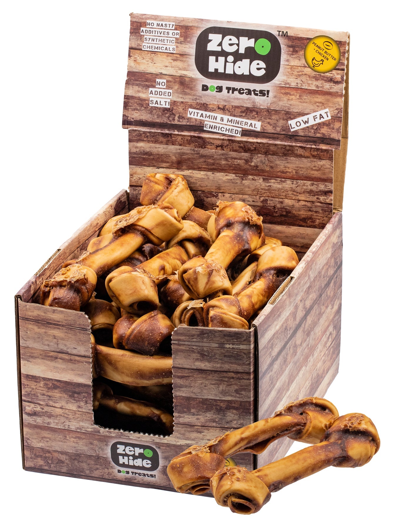 Zero Hide Large Peanut Butter Knots 1.3kg with Display Box x12 Pieces