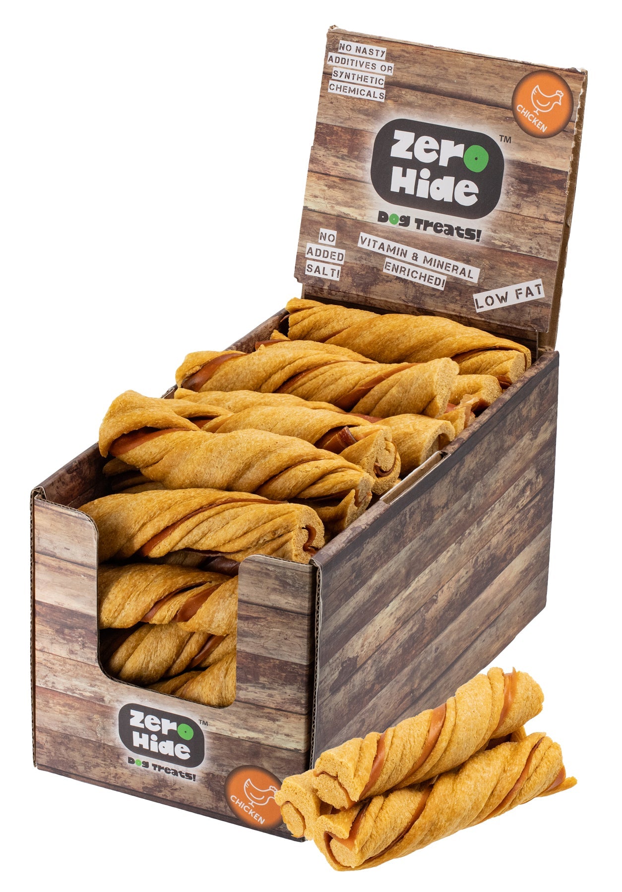 Zero Hide Chicken 5" Puffed Twist Stick 1.6kg x40 Pieces