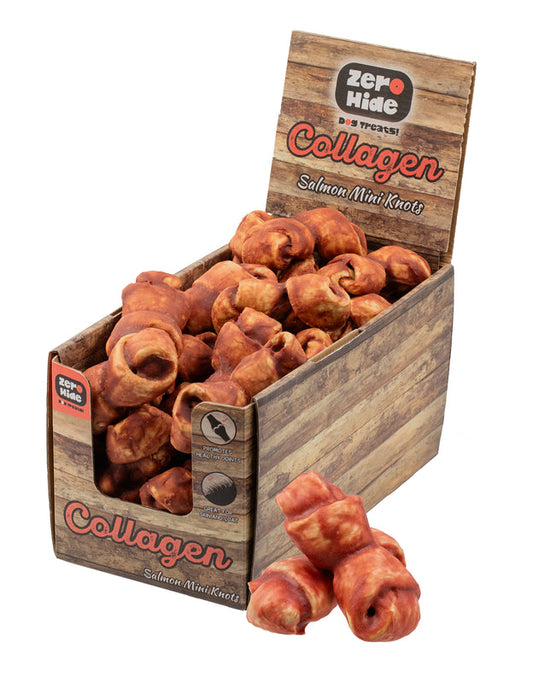 Zero Hide Collagen Salmon Mini Knots 1.6kg (approximately 32 pieces)