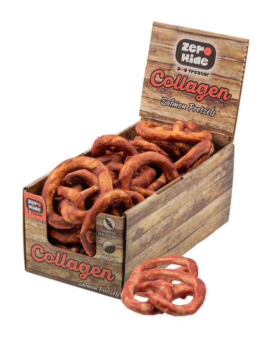 Zero Hide Collagen Salmon Pretzels 0.8kg (approximately 16 pieces)